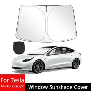 Voor Tesla Model 3 hoogland Voorruit Zonnescherm Model Y/3/S/X Opvouwbare Voorruit Zonnescherm Cover Blok Warmte & UV, Auto Zonnescherm