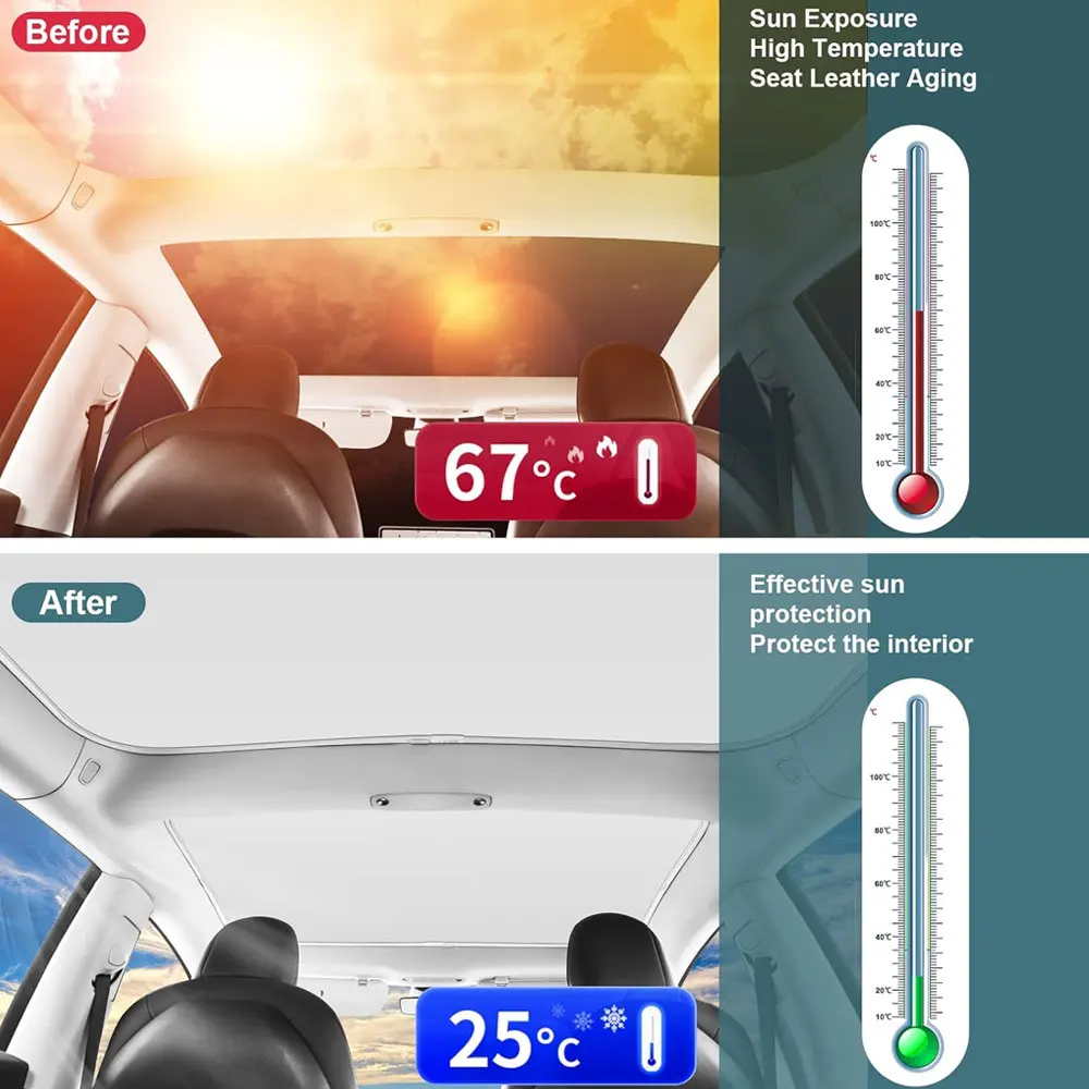 Zonneschermen Voor Tesla Model 3 Zonnedak Highland 2025 Model Y 2020-25 Ijs Doek Gesp Zon Pare Glas Voor achter Dakraam Accessoire - Afbeelding 5