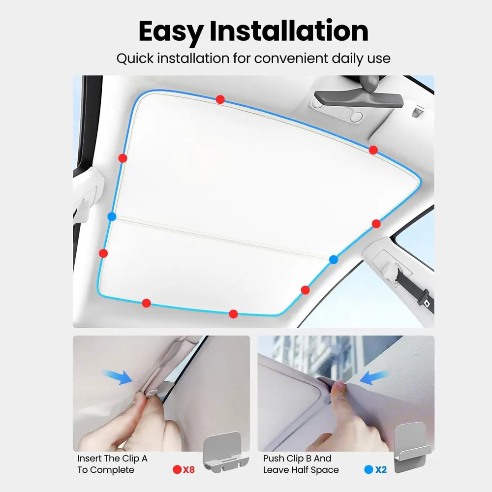 Zonneschermen Voor Tesla Model 3 Zonnedak Highland 2025 Model Y 2020-25 Ijs Doek Gesp Zon Pare Glas Voor achter Dakraam Accessoire - Afbeelding 6