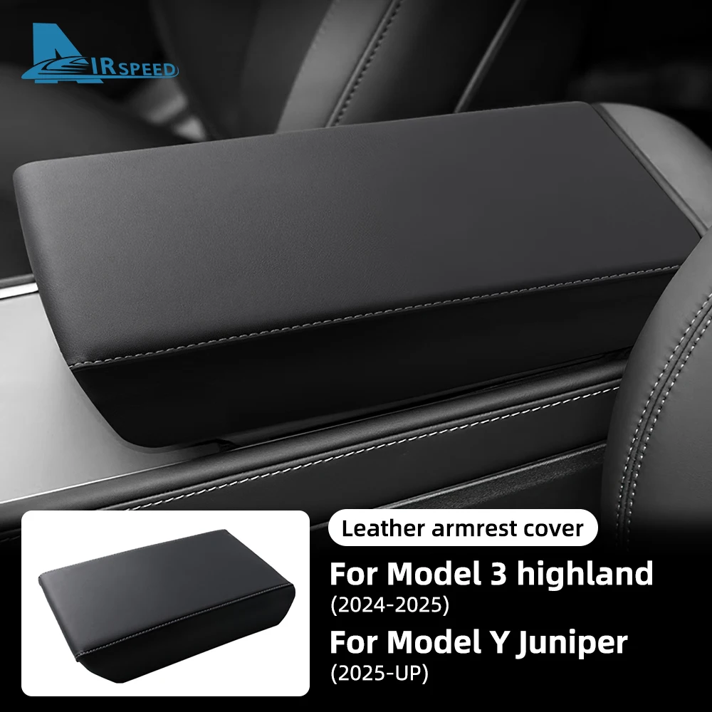 Lederen Armsteun Doos Beschermende ABS Cover Voor Tesla Model 3 Model Y 2017-2023 Highland 2024 Juniper 2025 armsteun Deksel Accessoires - Afbeelding 2