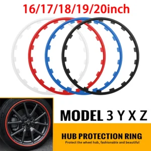 4 Stuks 16/17/18/19/20 Inch Auto Wiel Rand Bescherming Covers Voor Tesla Model 3 2017-2023 Model Y X Z Rubberen Naaf Decoratie Ring Tuning Accessorie