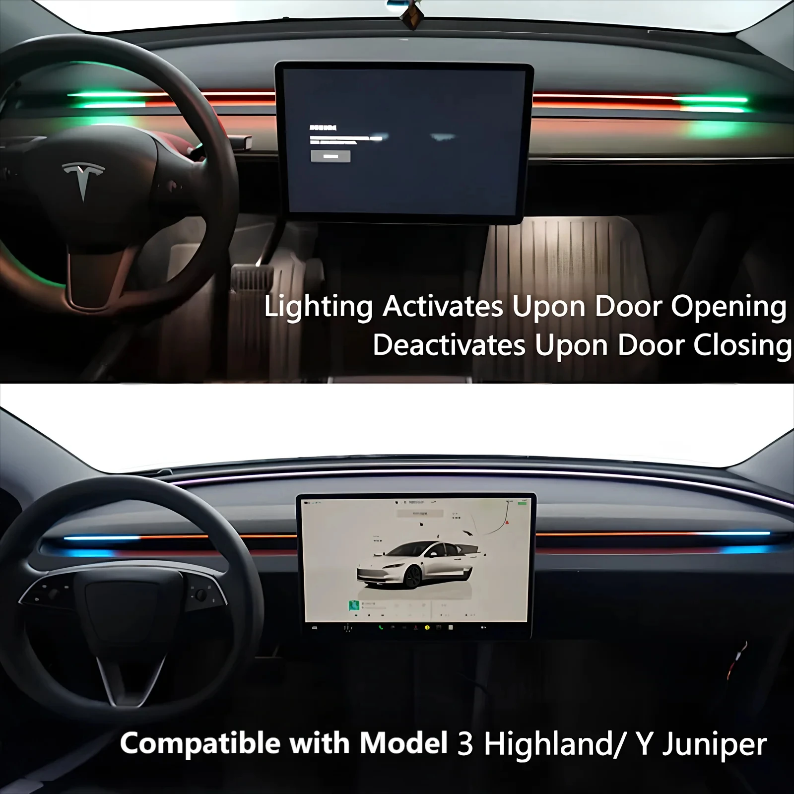Nieuwste upgrade voor Tesla Model Y Juniper Model 3. Highland Air Vent BSD-systeem Dodehoekspotsbewaking LED-omgevingslicht instelbaar - Afbeelding 5