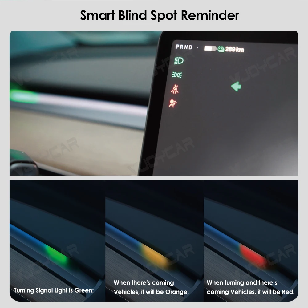 Nieuwe Y Juniper Model 3 Highland Smart Air Vent Omgevingslichtsysteem Dodehoekbewaking BSD-systeem voor Tesla Model 3 Y 2021 + - Afbeelding 6