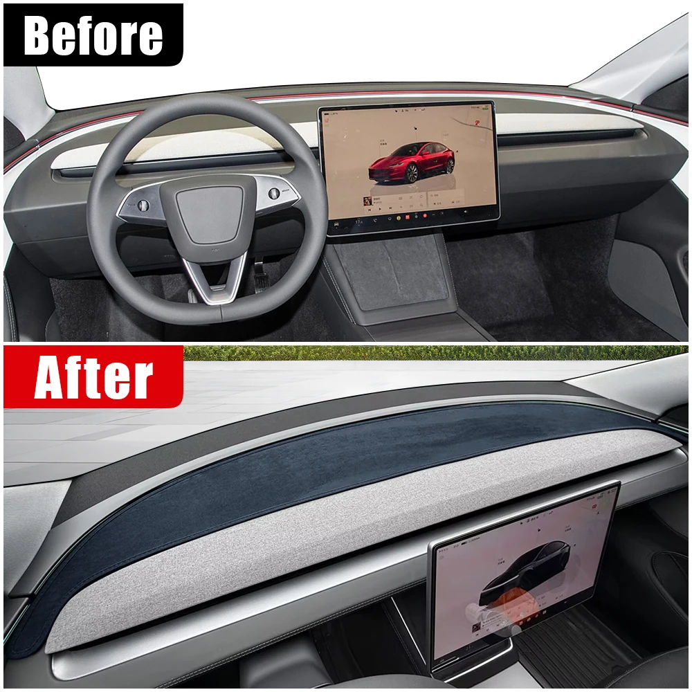 Voor Tesla Model 3 Highland 2024 2025 2026 Auto Dashboard Cover Instrument Bureau Zonnescherm Anti-Uv Tapijt Mat pad Accessoires - Afbeelding 2