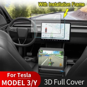 Volledige dekking gehard glas filmbeschermer voor Tesla Model Y Juniper Model 3 Highland 2025, middenbediening aan de achterkant, beschermend