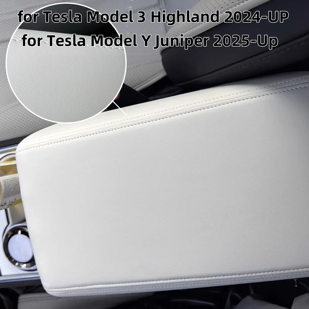 Lederen Armsteun Doos Beschermende ABS Cover Voor Tesla Model 3 Model Y 2017-2023 Highland 2024 Juniper 2025 armsteun Deksel Accessoires