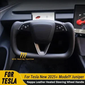 Nappaleer verwarmd stuurwiel voor Tesla Model Y Juniper 2025+ gepersonaliseerde Racing aangepaste stuurwielaccessoires