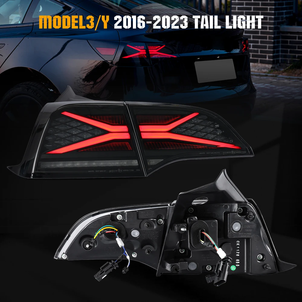 LED-achterlichten voor Tesla Model 3 Model Y 2017-2023, DRL Tesla-achterlichten met sequentiële richtingaanwijzerpaar links en rechts - Afbeelding 5