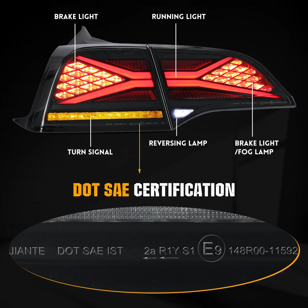 LED-achterlichten voor Tesla Model 3 Model Y 2017-2023, DRL Tesla-achterlichten met sequentiële richtingaanwijzerpaar links en rechts - Afbeelding 4