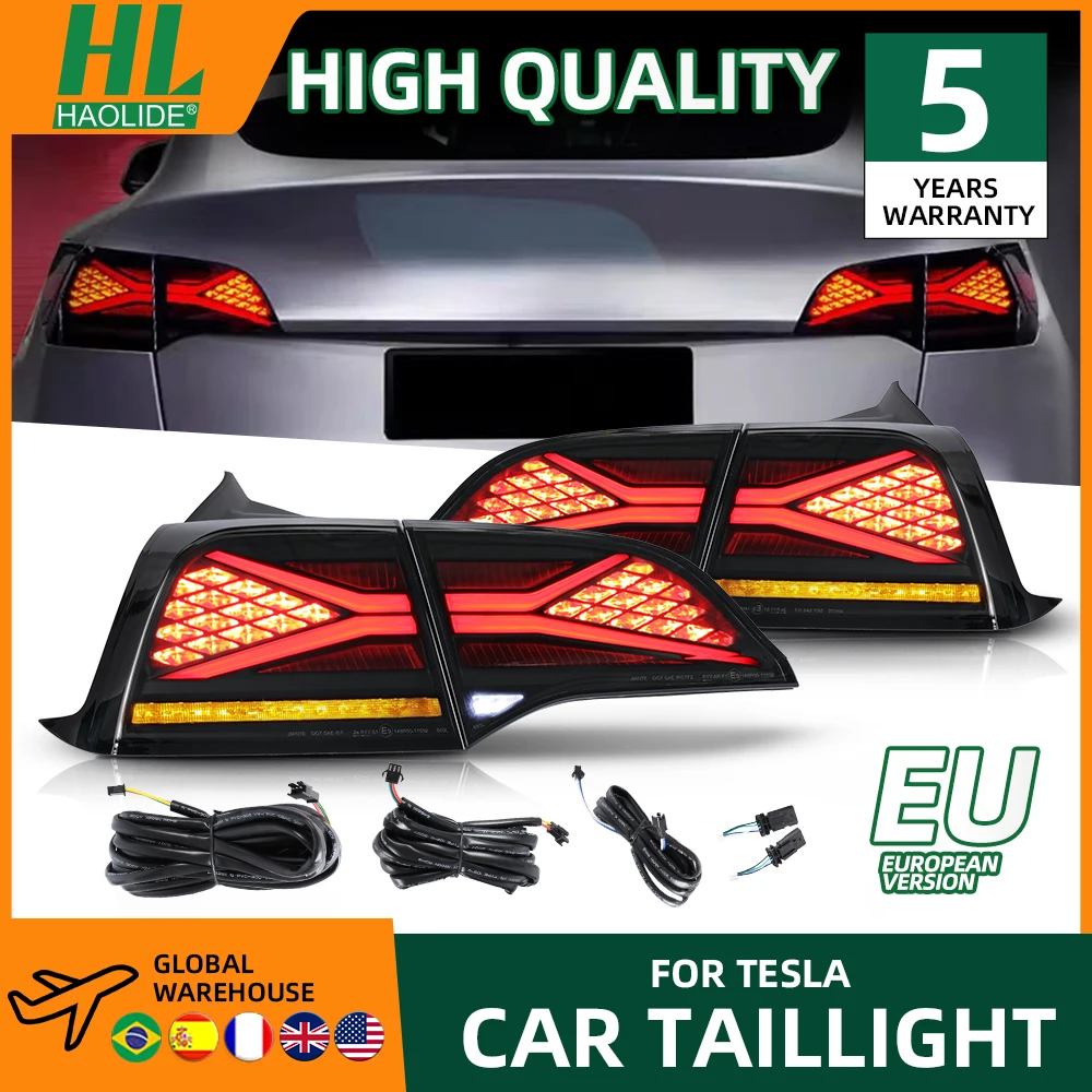 LED-achterlichten voor Tesla Model 3 Model Y 2017-2023, DRL Tesla-achterlichten met sequentiële richtingaanwijzerpaar links en rechts