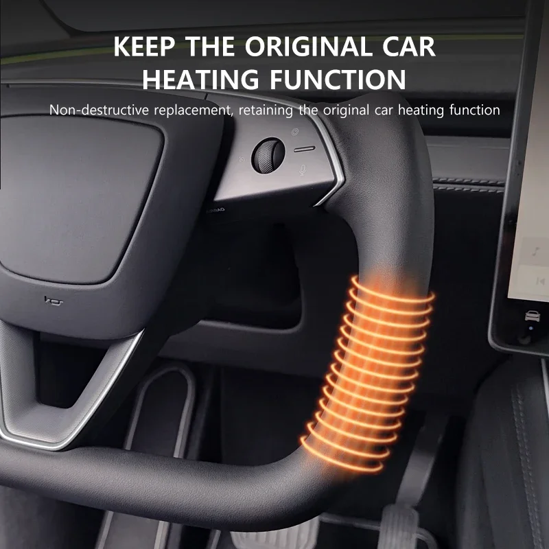 Nappaleer verwarmd stuurwiel voor Tesla Model Y Juniper 2025+ gepersonaliseerde Racing aangepaste stuurwielaccessoires - Afbeelding 4