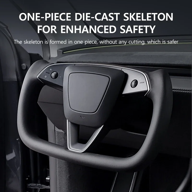 Nappaleer verwarmd stuurwiel voor Tesla Model Y Juniper 2025+ gepersonaliseerde Racing aangepaste stuurwielaccessoires - Afbeelding 3